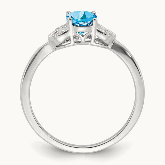 Blue Topaz and Diamond Ring, 14K White Gold