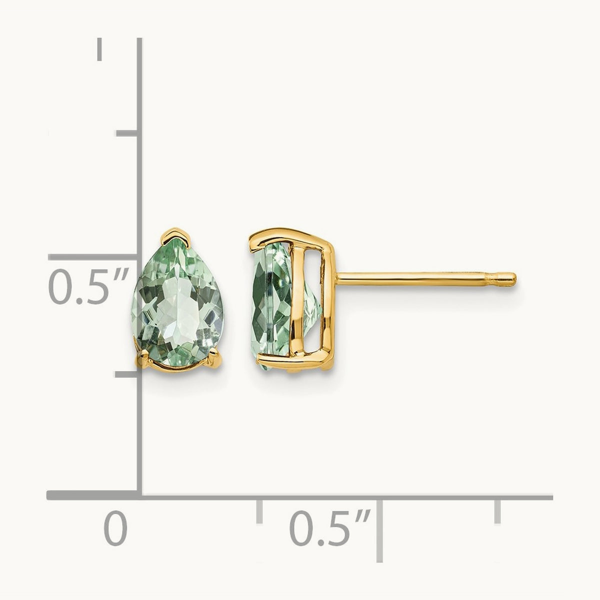 7x5 Pear Green Quartz Earrings, 14K