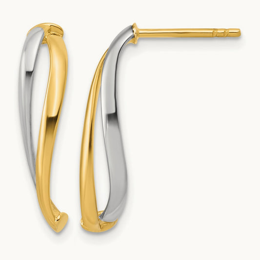 w/ Polished Curve Post Earrings — Leslie's — 10K Two-Tone Gold