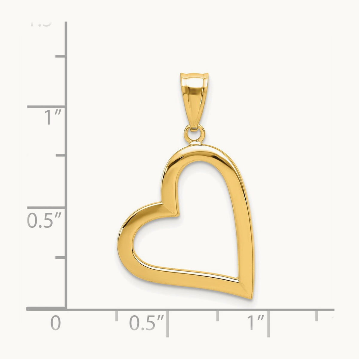 Polished Crooked Heart Pendant, 14K