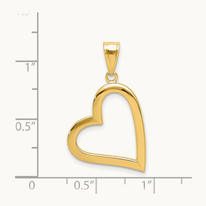Polished Crooked Heart Pendant, 14K