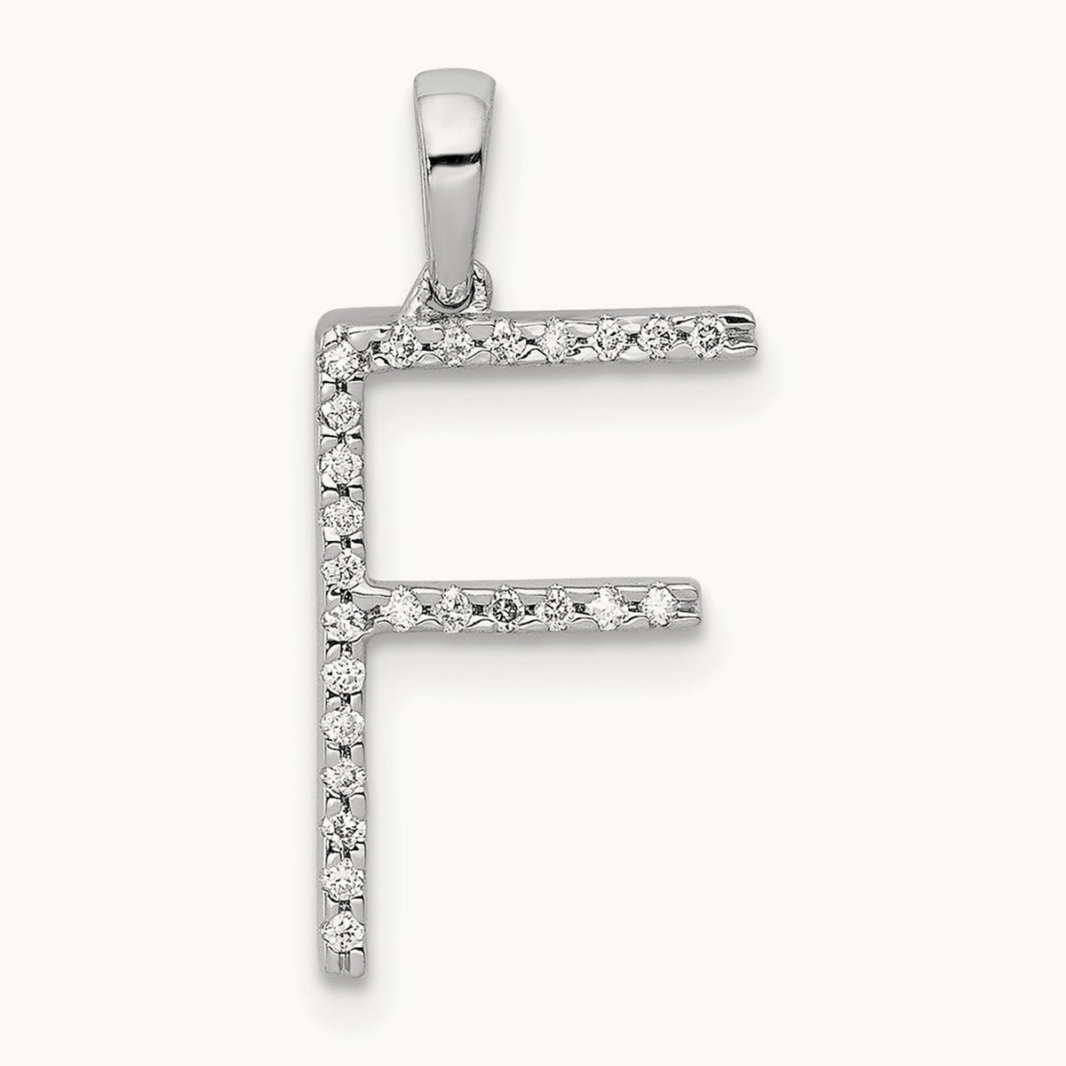 Diamond Letter F Initial Pendant, 14K White Gold