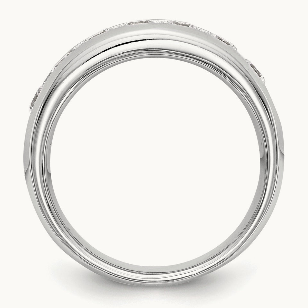 7-Stone Diamond Channel Band, 14K White Gold
