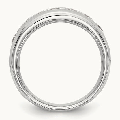 7-Stone Diamond Channel Band, 14K White Gold