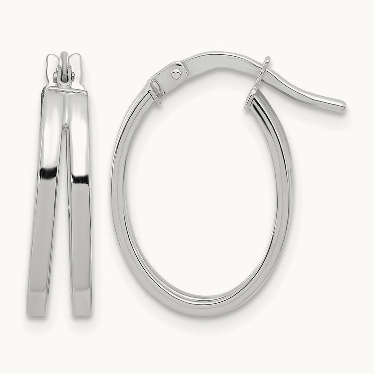 Polished Double Hoops — 14K White Gold