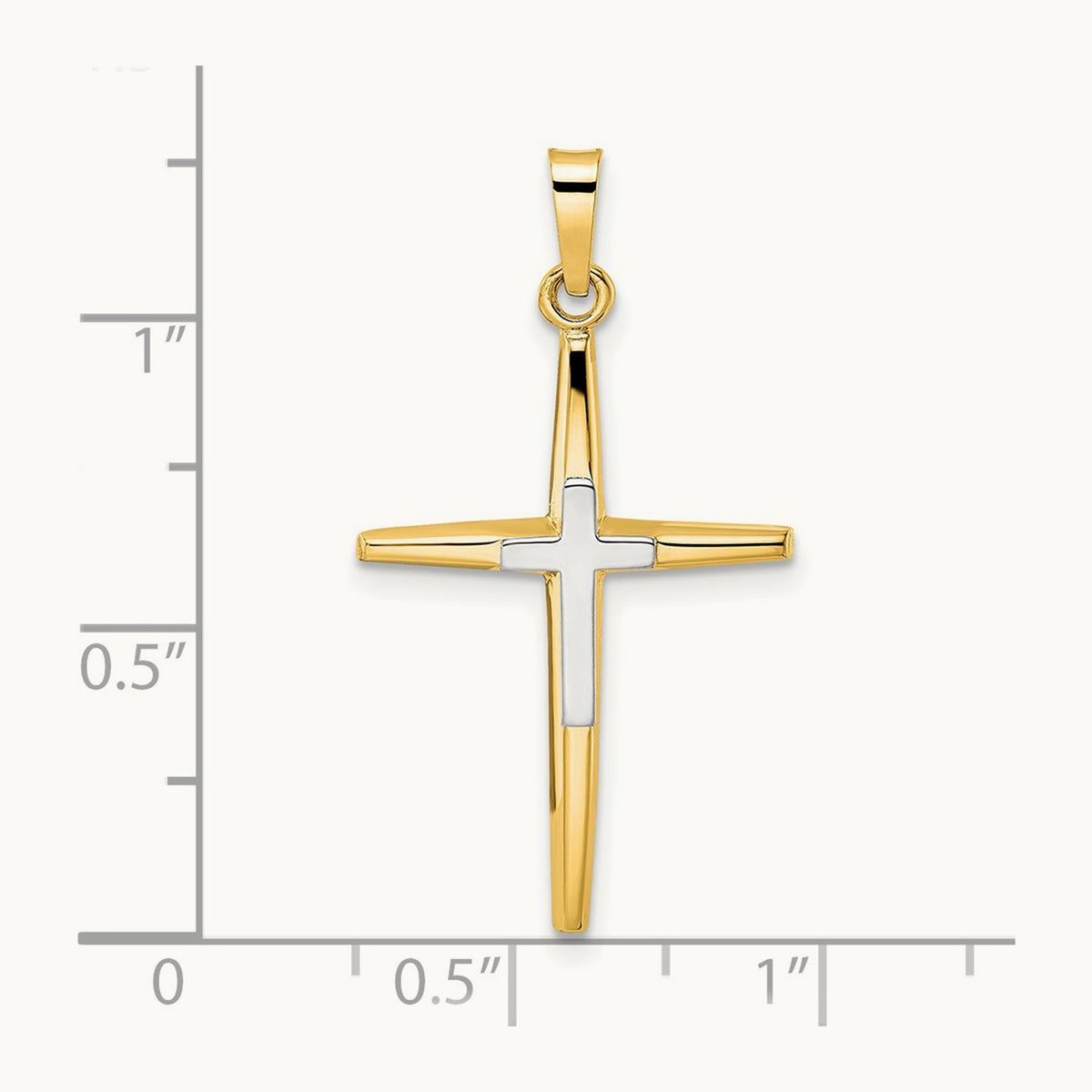 Polished Solid Double Cross Pendant — 32mm