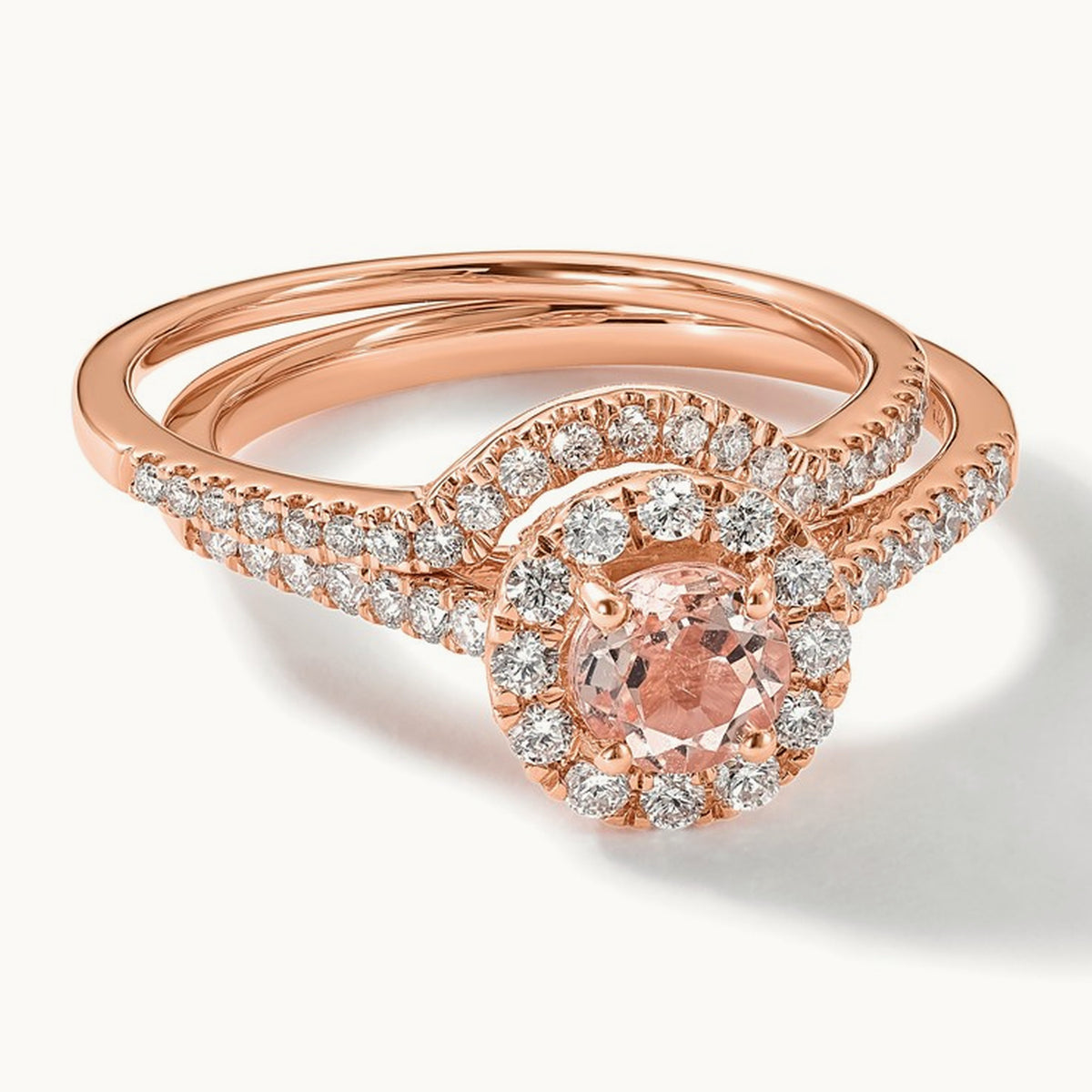 Morganite Halo Engagement Ring, 0.50 ct tw
