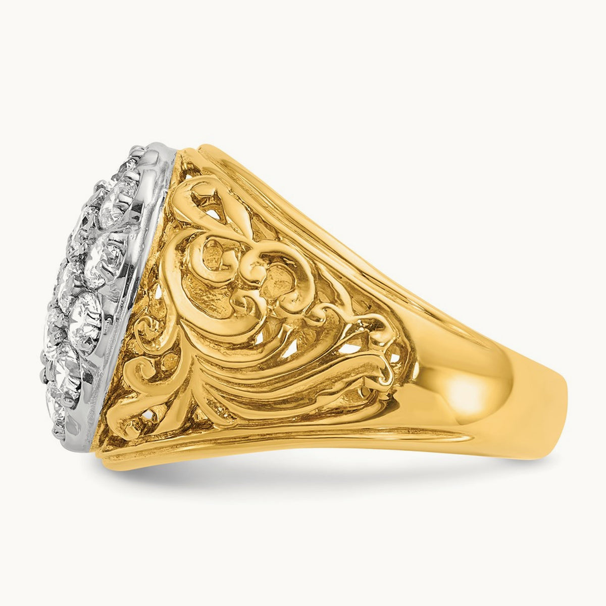 IBGoodman Men's Polished 2ctw Dia Kentucky Cluster Ring, 14K Two-tone