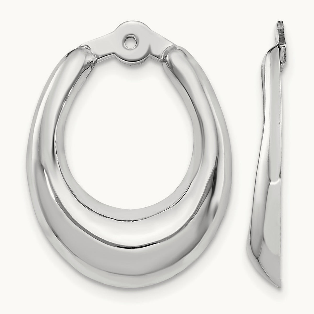 Polished Hoop Earring Jackets, 14K White Gold