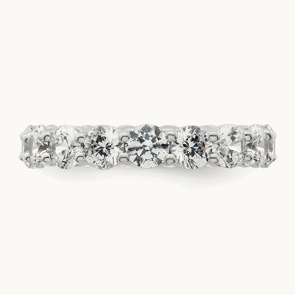 Polished Shared Prong Diamond Eternity Band, 3.00 ct tw — 14K White Gold
