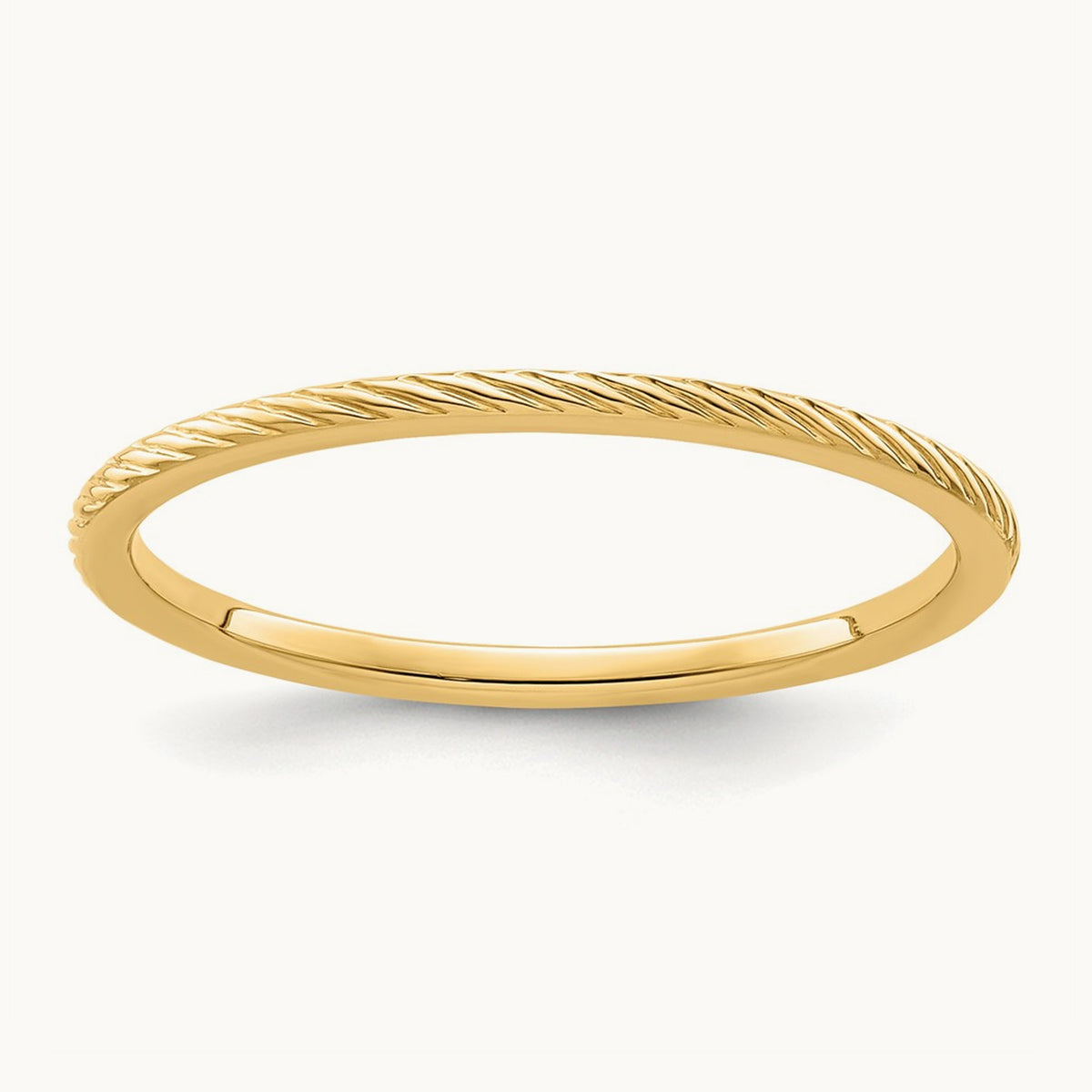 Twisted Wire Pattern Stackable Band — 14K Yellow Gold