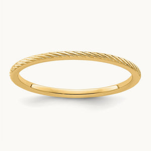 Twisted Wire Pattern Stackable Band — 14K Yellow Gold