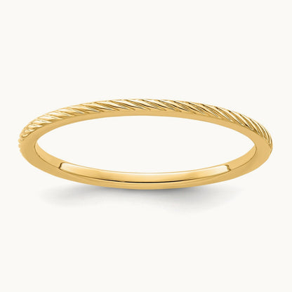 Twisted Wire Pattern Stackable Band — 14K Yellow Gold