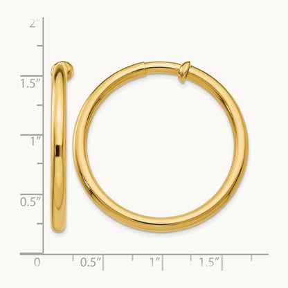 Non-Pierced Hoop Earrings, 14K