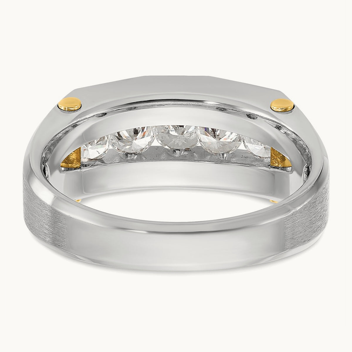 14ktt IBGoodman Men's Polished & Satin Cut-Out 5-Stone Diamond Ring