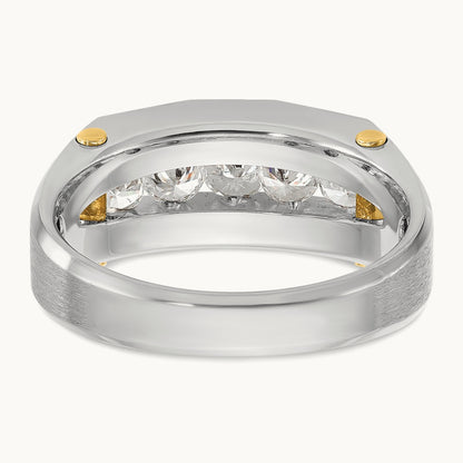 14ktt IBGoodman Men's Polished & Satin Cut-Out 5-Stone Diamond Ring