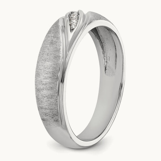 Polished/Satin Men's Ring, 0.05 ct tw Lab-Grown Diamond