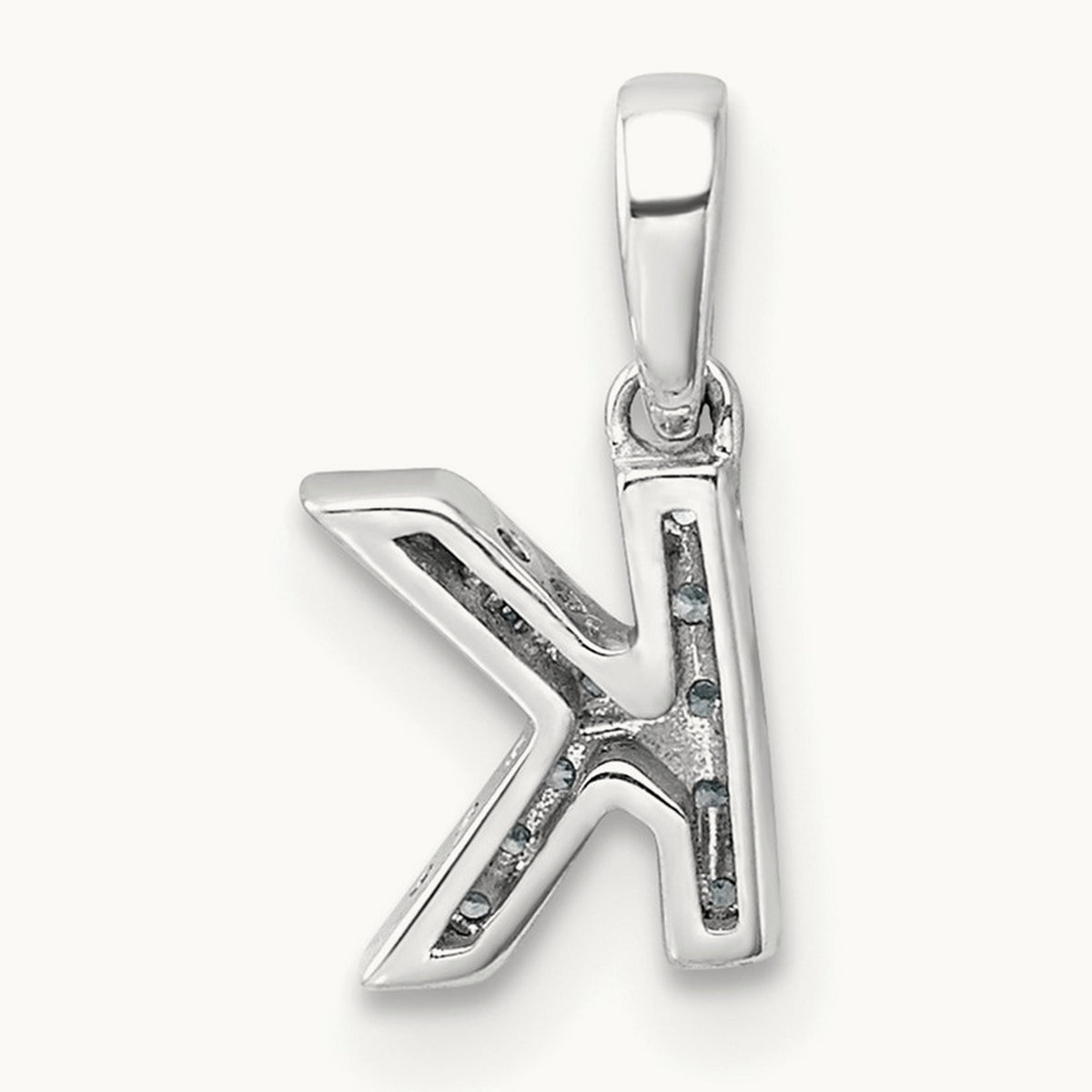 Diamond Initial with Bail Pendant — 14K White Gold, K