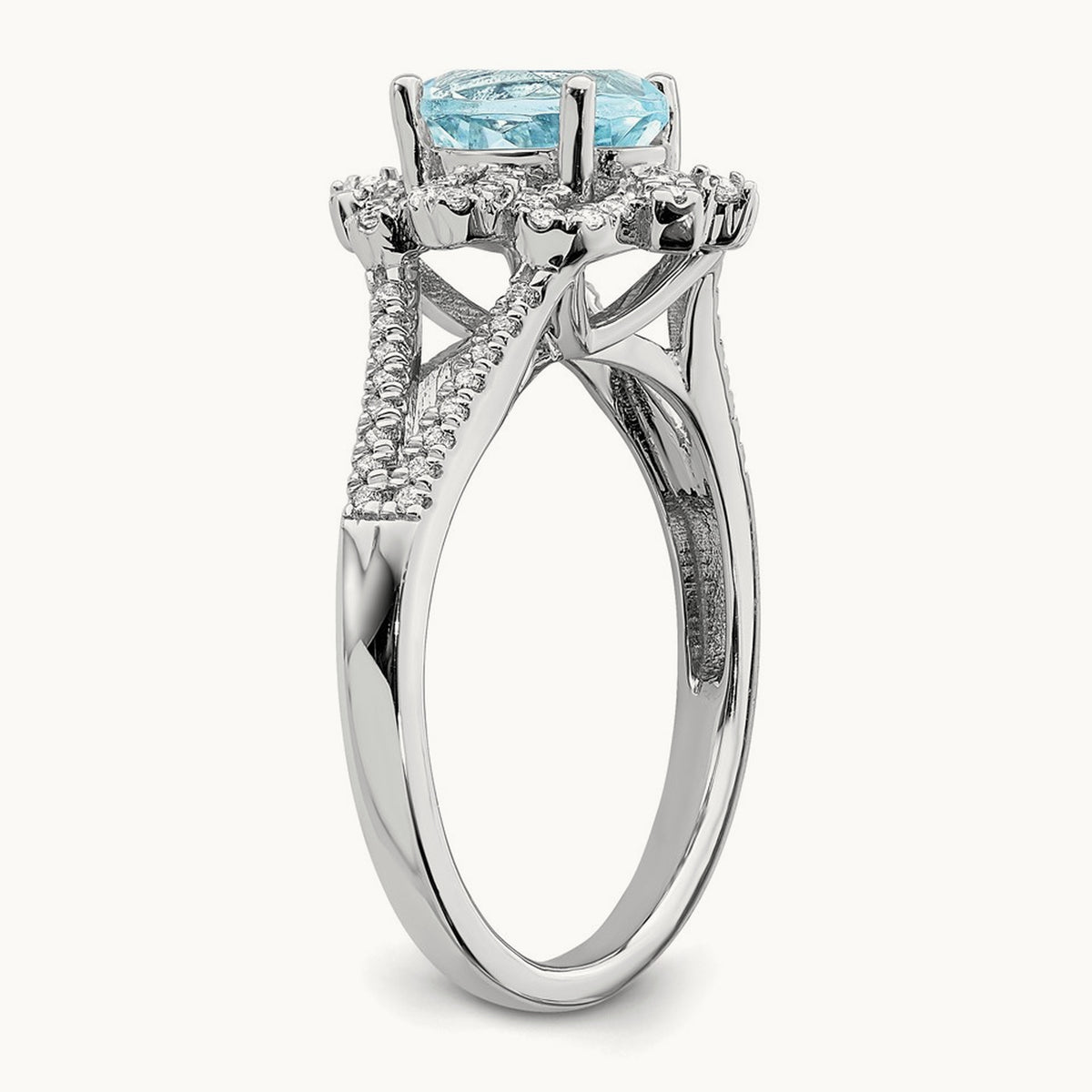 Aquamarine Vintage Halo Engagement Ring, 0.25 ct tw