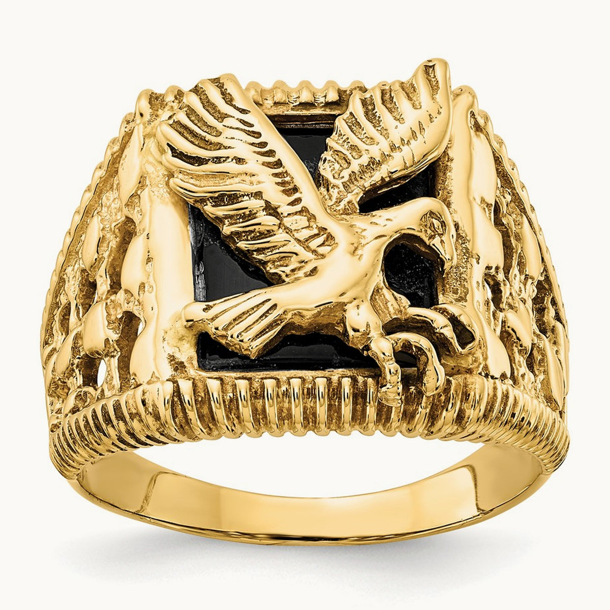 Men's Onyx Eagle Ring, 14K