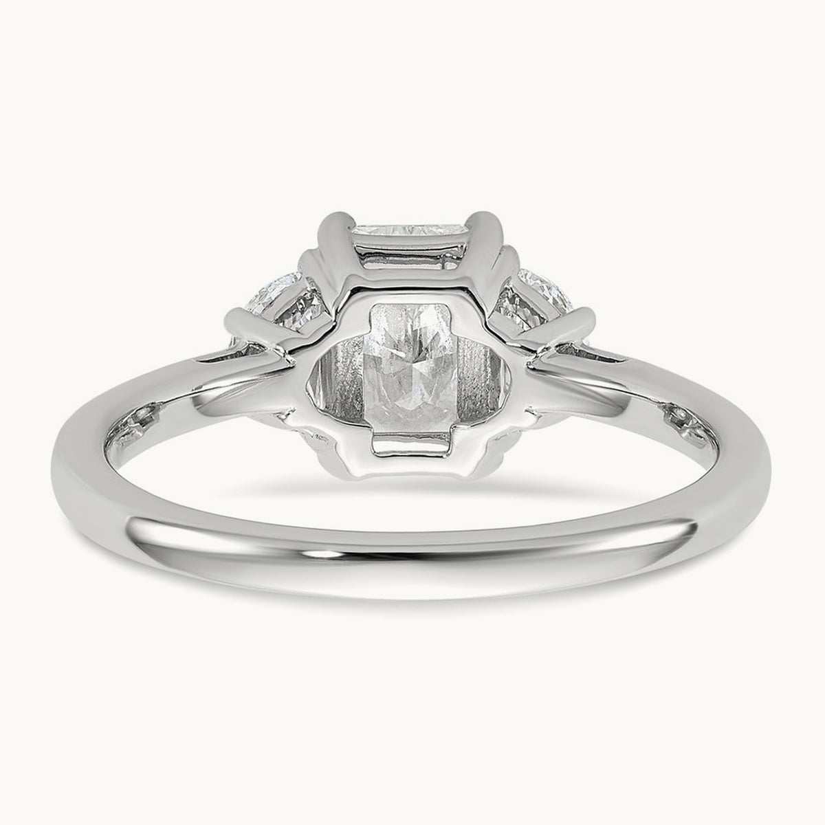 Radiant & 1/2 Moon Engagement Ring, 1.25-4.00 ct tw Lab-Grown Diamond — 1 3/8 ct, 14K White Gold