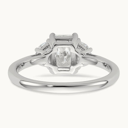 Radiant & 1/2 Moon Engagement Ring, 1.25-4.00 ct tw Lab-Grown Diamond — 1 3/8 ct, 14K White Gold