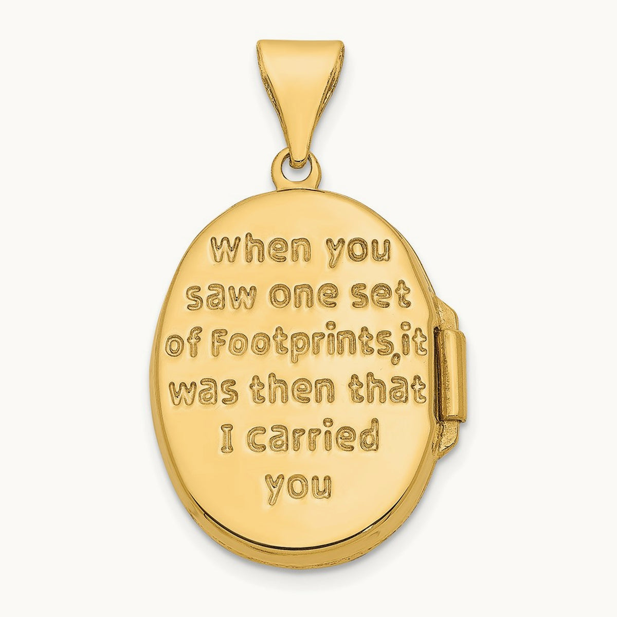 White Rhodium-plated Footprints Locket, 14K Yellow Gold