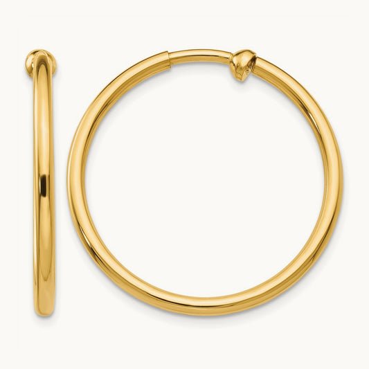 Non-Pierced Hoop Earrings, 14K