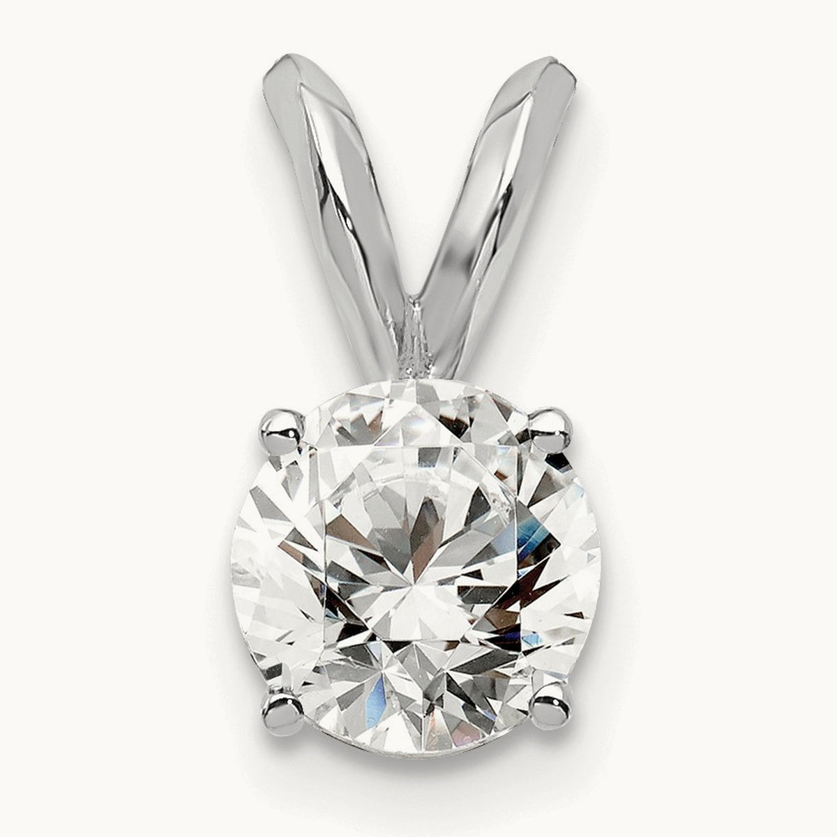 Four-Prong Solitaire Pendant, 0.25-1.00 ct Lab-Grown Diamond — 14K White Gold