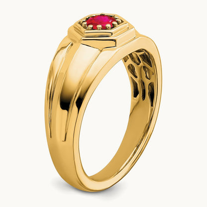 Ruby Mens Ring, 14K