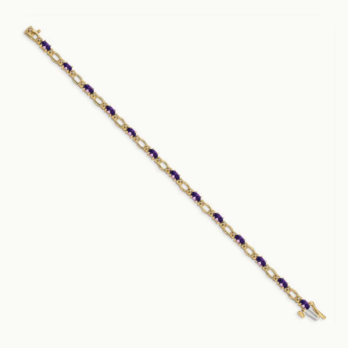 Diamond and Amethyst Bracelet — 14K Yellow Gold