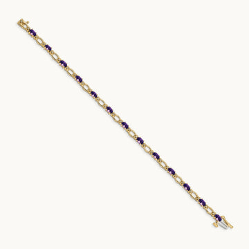 Diamond and Amethyst Bracelet — 14K Yellow Gold