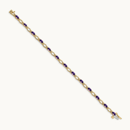 Diamond and Amethyst Bracelet — 14K Yellow Gold