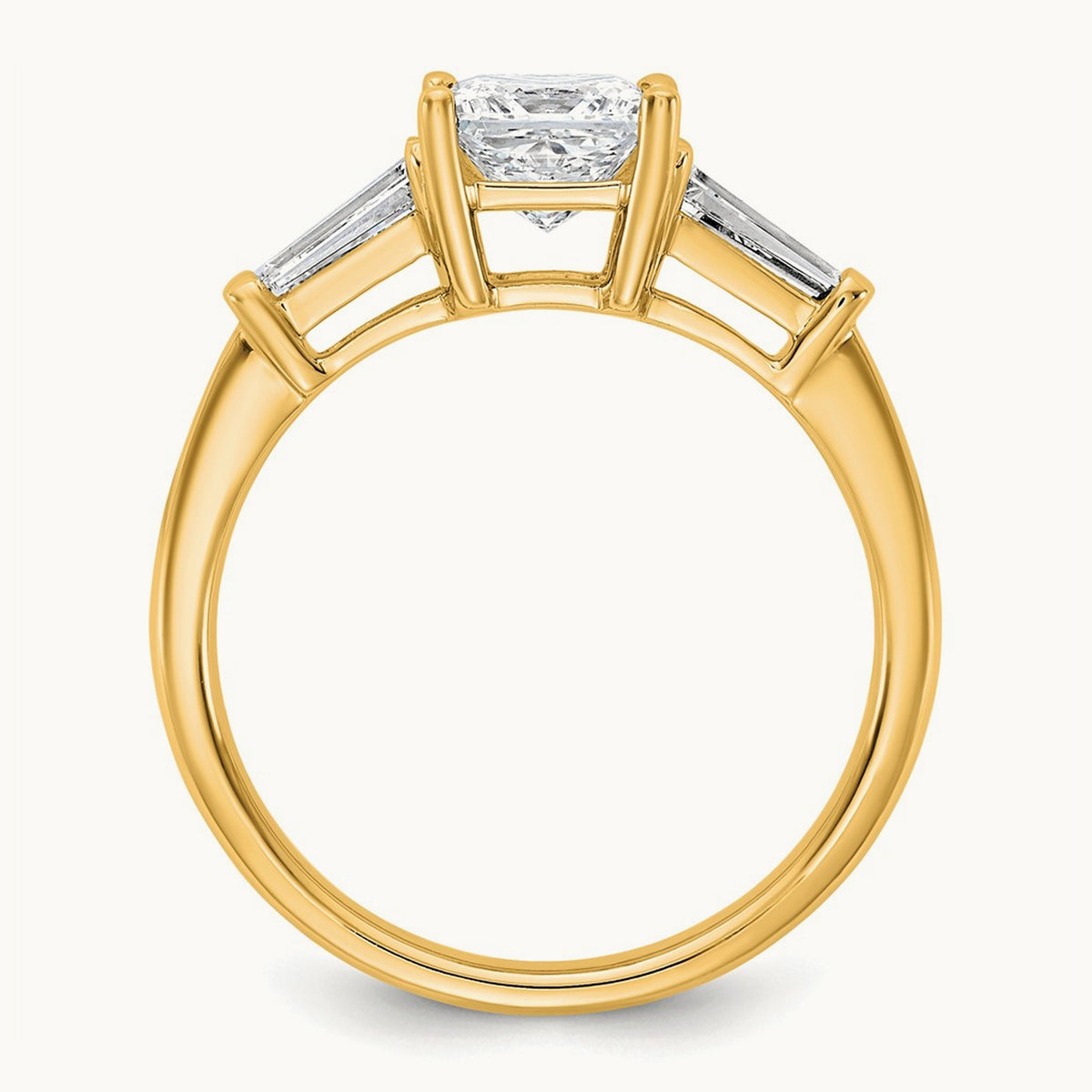 Princess & Baguette Engagement Ring — 14K Yellow Gold, 1 1/2 ct, 7