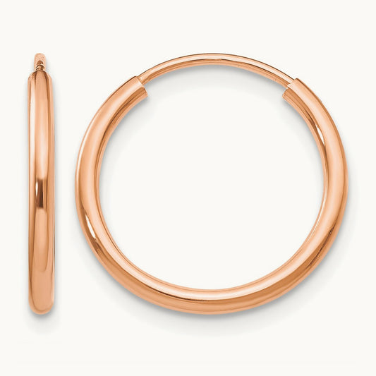Polished Endless Tube Hoop Earrings, 1.50mm, 14K Rose Gold