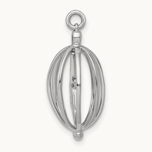 Diamond Bird in Cage Pendant, 14K White Gold