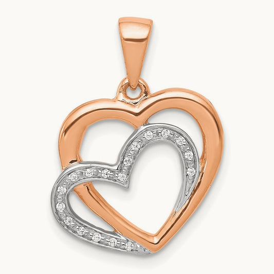 Diamond Entwined Hearts Pendant — 14K Rose Gold
