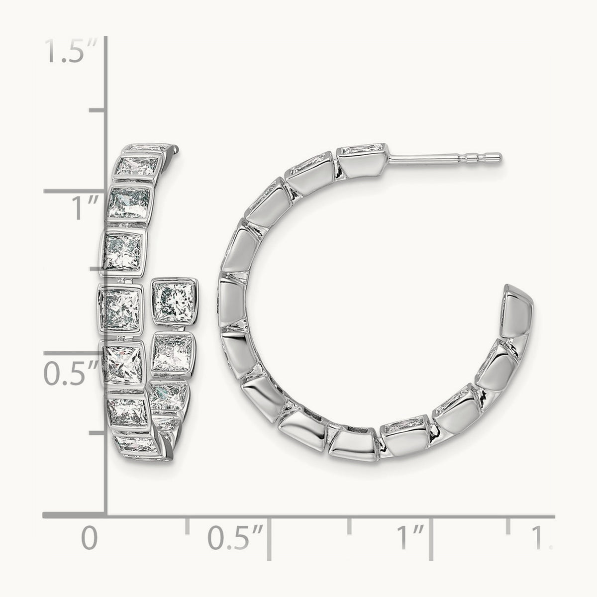 Post Princess Hoop Earrings, 4.25-5.25 ct tw Lab-Grown Diamond