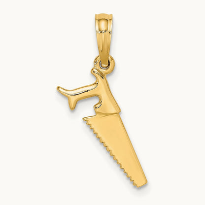 3-D Saw Charm, 14K