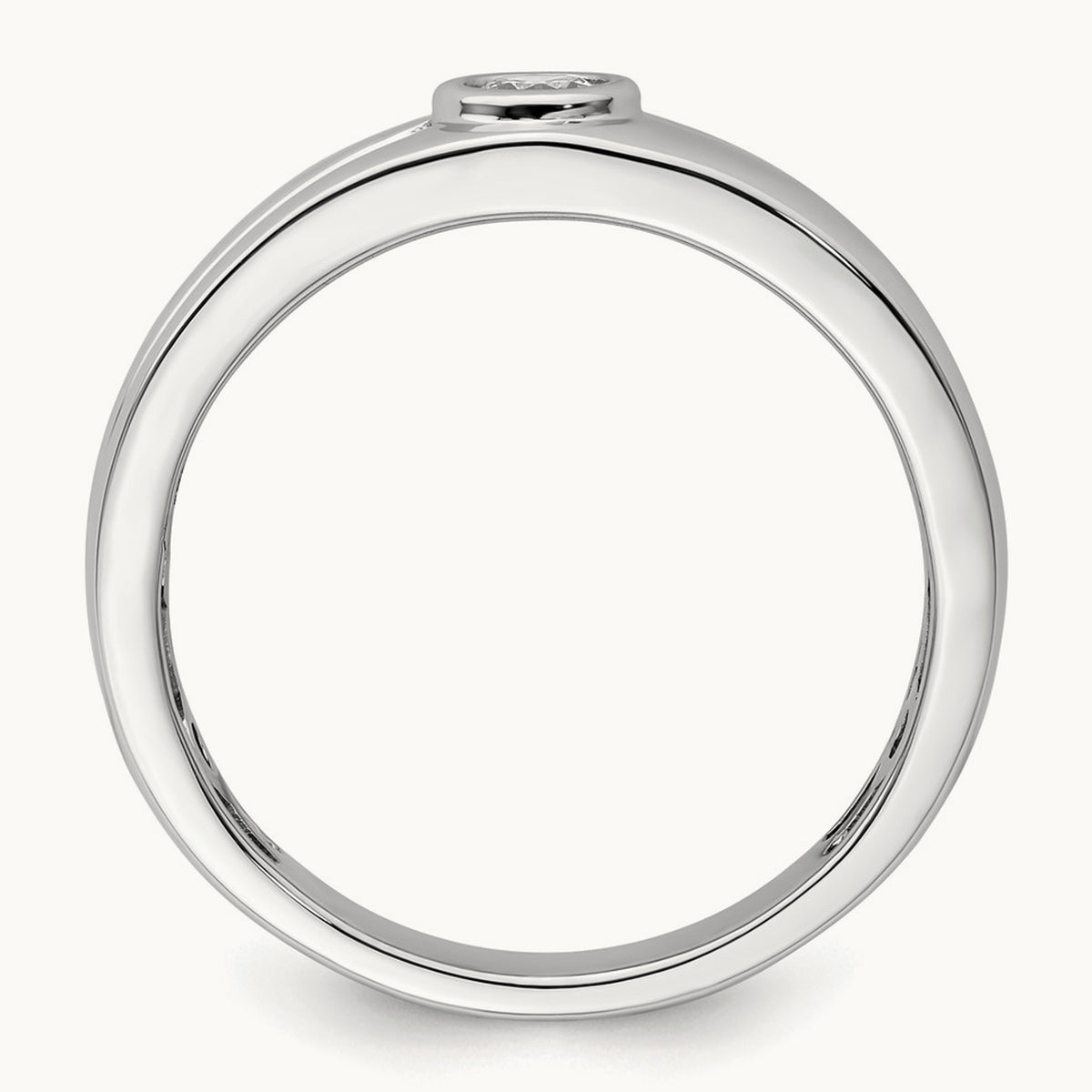 Grooved Complete Diamond Mens Wedding Band, 14K White Gold