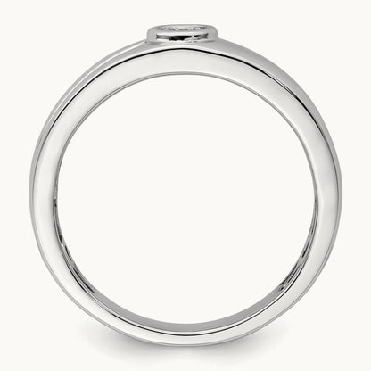 Grooved Complete Diamond Mens Wedding Band, 14K White Gold