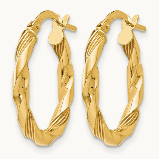 Polished and Textured Hoop Earrings, 14K — Leslie's