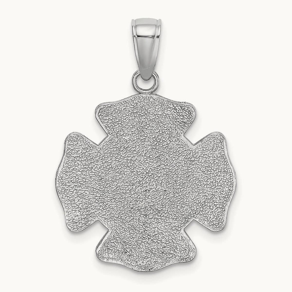 Fire Department FD St. Florian Badge Pendant — 14K White Gold