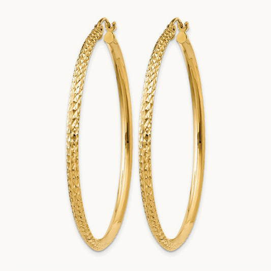 Knife Edge D/C Hollow Hoop Earrings, 14K — Leslie's