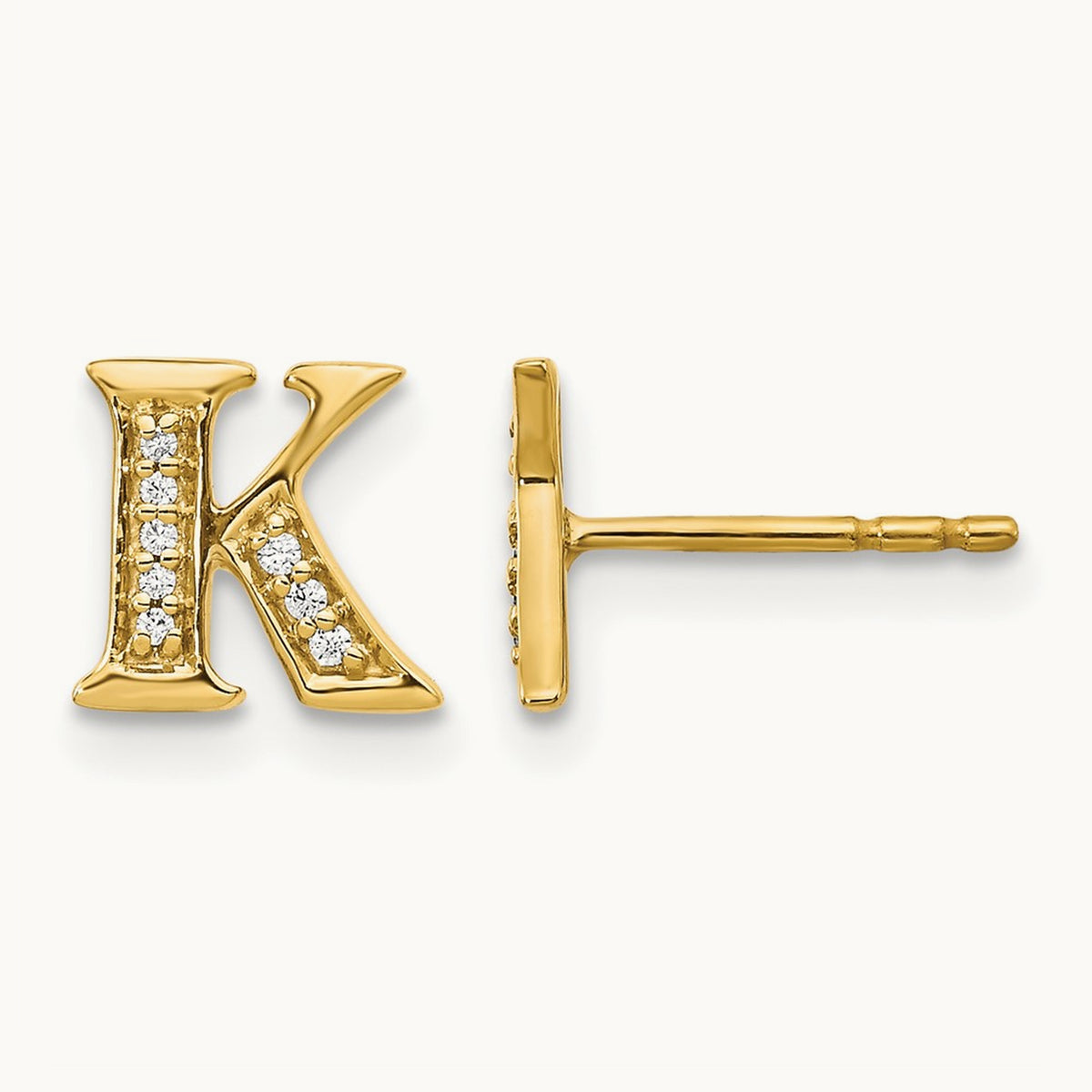Diamond Earrings — 14K Yellow Gold, 8mm, K
