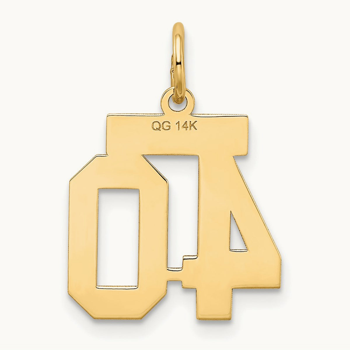 Small Satin Number 40 Charm, 14K