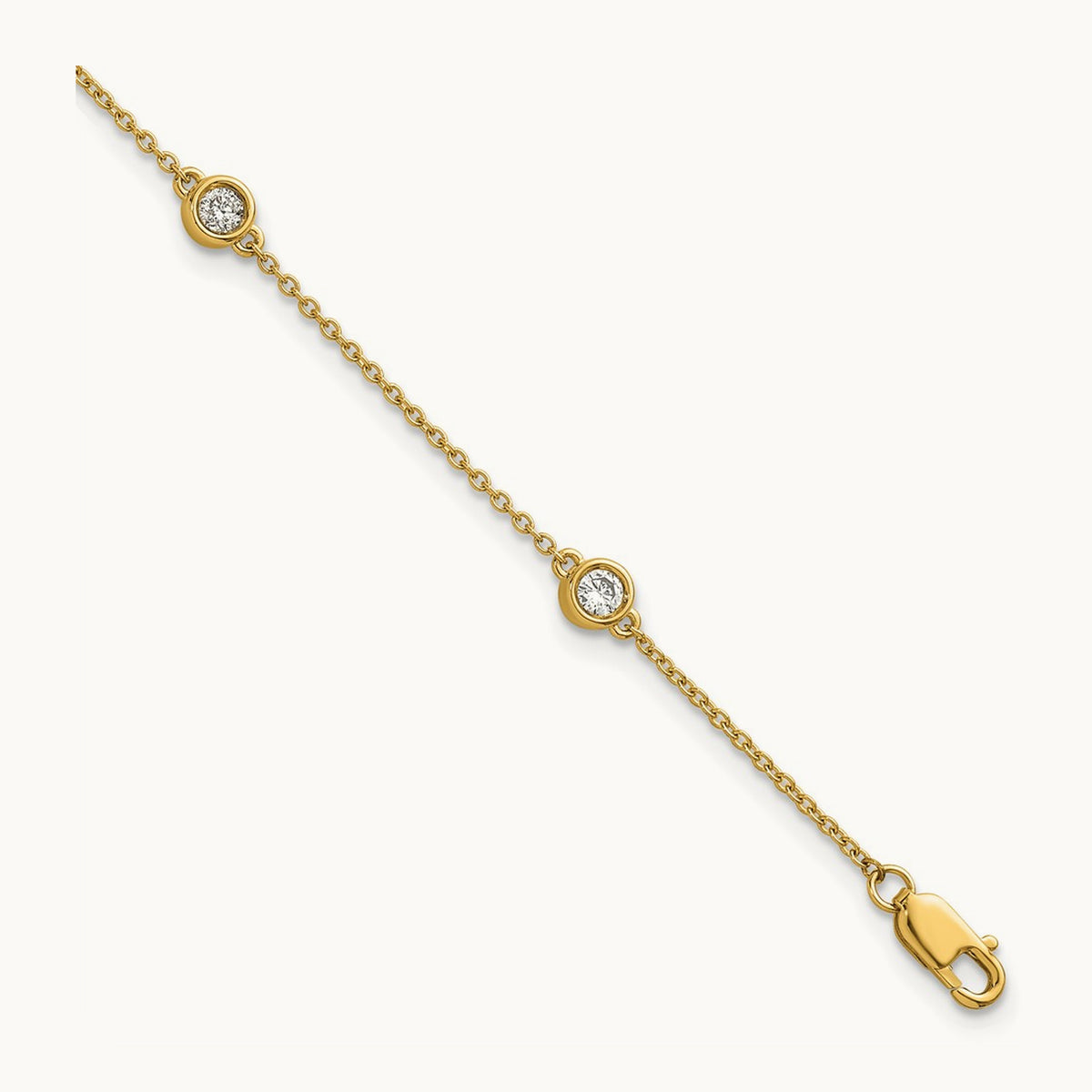 Diamond Station Cable Bracelet — 14K Yellow Gold