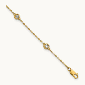 Diamond Station Cable Bracelet — 14K Yellow Gold