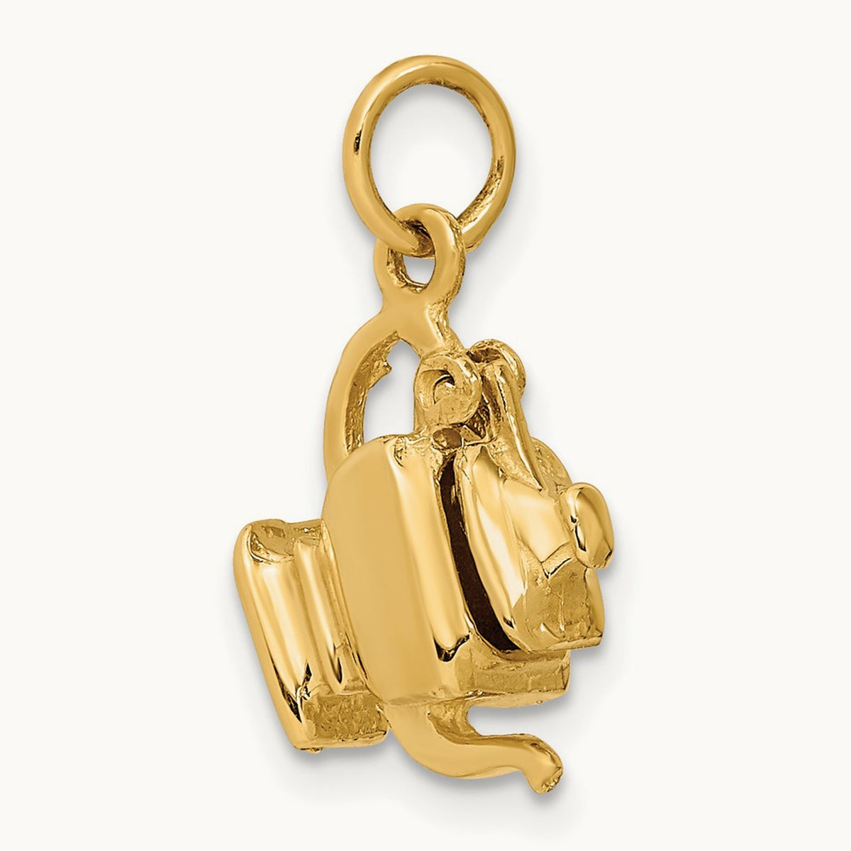 3-D Tea Pot Lid Opens Charm, 14K