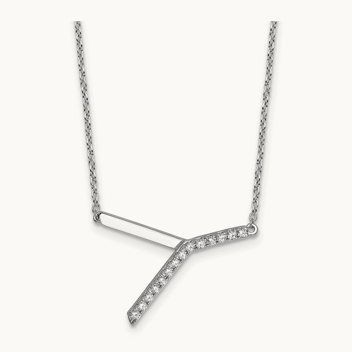 Sideways Diamond Necklace — 14K White Gold, Y